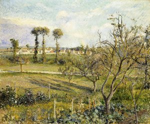 Auringonlasku Valhermeilissä, lähellä Pontoisea; Auringonlasku Valhermeilissä, lähellä Pontoisea, 1880 tekijältä Camille Jacob Pissarro