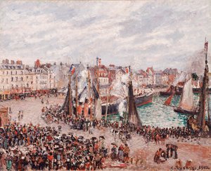 Kalamarkkinat, Dieppe: Harmaa sää, aamu tekijältä Camille Pissarro