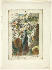 Markkinat Gisorsissa; Rue Cappeville tekijältä Camille Pissarro