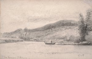Marne-joki Varenne-Saint-Hilairessa, 1863-65 tekijältä Camille Jacob Pissarro