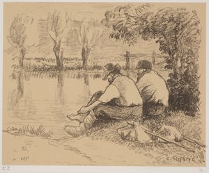 Kulkurit, n. 1894 (litho) tekijältä Camille Jacob Pissarro