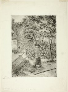 Nainen tyhjentämässä kottikärryä tekijältä Camille Pissarro