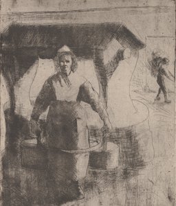 Nainen kaivossa, 1891. tekijältä Camille Pissarro