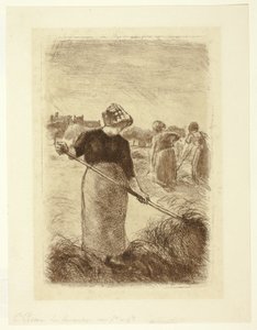 Naiset heittelemässä heinää tekijältä Camille Pissarro