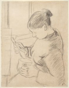 Nuori talonpoika ottaa kahvia tekijältä Camille Pissarro