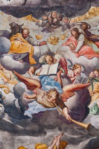 Enkelit soittavat musiikkia, yksityiskohta viimeisestä tuomiosta (fresko) tekijältä Camillo Procaccini