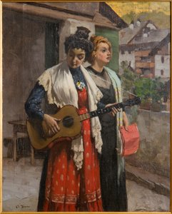 Festa del Raïm a Chambave (Courmayeur) (oli sobre tela)finès tekijältä Camillo Verno
