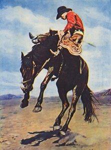 Cowboy ratsastamassa ratsastajaratsulla (värillinen kuva)