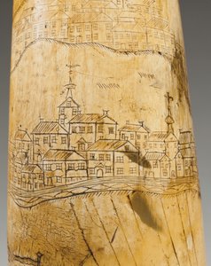Puuterisarvi, kaiverrettu kartta St. Lawrence-joesta Quebecin alueella, n. 1759