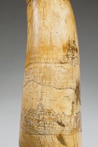 Jauhesarvi, johon on kaiverrettu kartta St. Lawrence-joesta Quebecin alueella, n. 1759 (sarvi) (katso myös 997377-79)