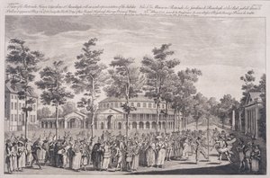Näkymä Rotundalle, Ranelagh House, Ballissa Walesin prinssin HRH:n syntymäpäivän kunniaksi 24. toukokuuta 1751, kaiverrettu Parr tekijältä Canaleti
