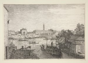 Ale Porte del Dolo (Dolon sulkuilla), sarjasta Vedute (Näkymät) tekijältä Canaletto (Giovanni Antonio Canal)