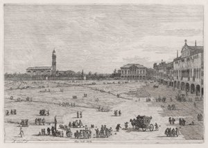 PR? della Valle (Prato della Vale), sarjasta Vedute (Views) tekijältä Canaletto (Giovanni Antonio Canal)