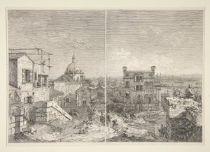 Talo, jossa on kirjoitus: MDCCXLI. A. C. [ja] House with the Peristyle ja Six Columns, sarjasta Vedute (Views)