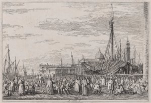 The Market on the Molo, sarjasta Vedute (Views) tekijältä Canaletto (Giovanni Antonio Canal)