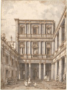 Venetsialainen sisäpiha, Procuratie Nuovessa, n. 1760. tekijältä Canaletto