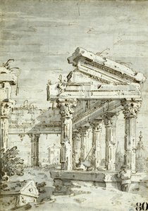 Capriccio: Raunioitunut klassinen temppeli tekijältä Canaletto