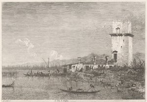 La Torre di Malghera Kasvot olemassa olevissa ja keksityissä paikoissa (sarjan nimi) Vedute altre prese da i Luoghi altre ideate da Antonio Canal (sarjan nimi) tekijältä Canaletto