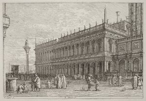 Kirjasto. V. [ylhäällä vasemmalla] tekijältä Canaletto