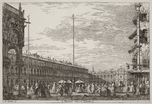 Procuratie Nuove ja San Geminiano V. [ylhäällä oikealla] tekijältä Canaletto