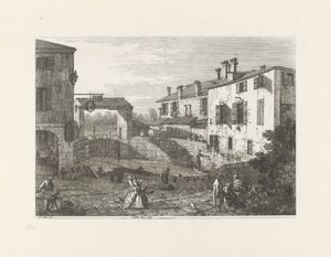 Le porte del Dolo (otsikko esineessä) Kasvot olemassa olevissa ja keksityissä paikoissa (sarjan nimi) Vedute altre prese da i Luoghi altre ideate da Antonio Canal (sarjan nimi) tekijältä Canaletto