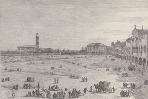 Prà della Valle: Prà della Valle -aukion oikea puolisko Padovassa, Col ..., 1735-46. tekijältä Canaletto