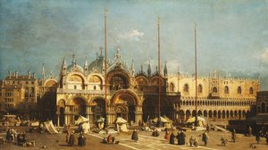 San Marco ja Dogen palatsi, Venetsia, Piazza San Marco -aukiolta, noin 1740-luku tekijältä Giovanni Antonio Canal