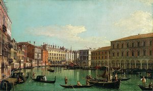 Canal Grande, Venetsia, näkymä etelään kohti Rialton siltaa, 1730-luku.