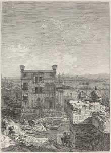 Talo Peristylen kanssa [oikealla] tekijältä Canaletto