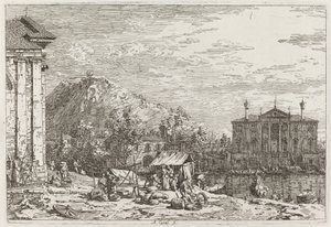 Dolon markkinat [vasemmalla], n. 17351746. tekijältä Canaletto