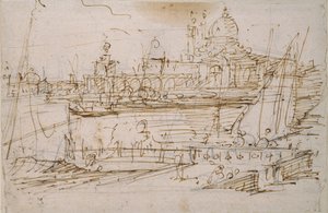 Venetsia: Dogana ja S. Maria della Salute Molo di Terranovasta, 1700-luvun puoliväli tekijältä Canaletto