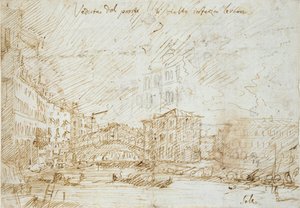 Venetsia: Ponte di Rialto, 1700-luvun puoliväli tekijältä Canaletto