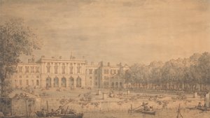 Näkymä vanhalle Somerset Houselle Thamesilta tekijältä Canaletto