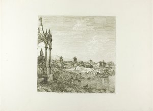 Näkymä kaupunkiin, jossa on piispan hauta, Vedutesta katsottuna tekijältä Canaletto