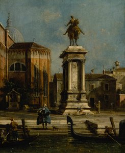 Näkymä Bartolomeo Colleonin ratsastajapatsaaseen tekijältä Canaletto