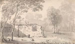 Flamstead End, Old Ruskinin mökki lähellä Cheshuntia, toukokuu 1814 tekijältä Capt. Thomas Hastings