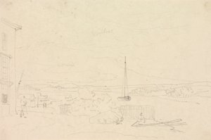 Luonnos jokimaisemasta, Isle of Wight tekijältä Capt. Thomas Hastings