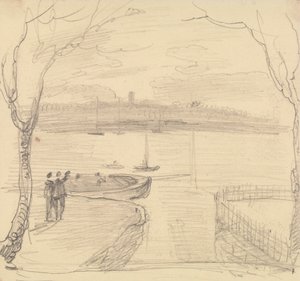 Vista esboçada de East Cowes, West Cowes à distância finlandesa tekijältä Capt. Thomas Hastings