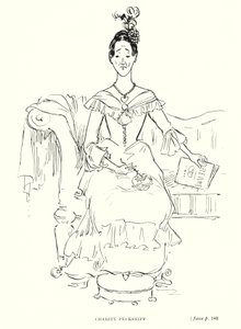 Dickens-hahmo: Charity Pecksniff (litho)