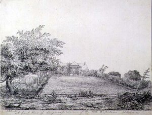 Napoleon I:n Longwood-residenssin etunäkymä myöhään iltapäivällä, St. Helena tekijältä Captain G. Rotton