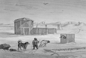 Jäästä rakennettu Eskimaux-talo, Igloolik, 1822, "Journal of a Second Voyage for the Discovery of Luoteisväylä Atlantilta Tyynellemerelle, esitetty vuosina 1821-22-23", kirjoittanut William