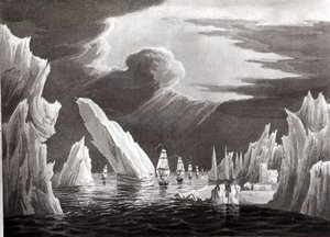 Kulku jään läpi, 16. kesäkuuta 1818 kaivertanut D. Havell (bw kuva) tekijältä Captain N. Rofs