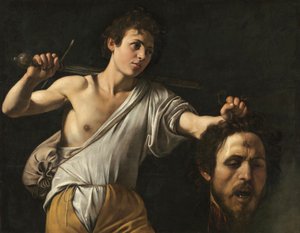Italialainen:  David ja Goljatin pää. tekijältä Caravaggio