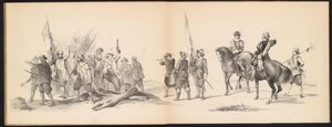 Leidenin opiskelijoiden naamiaiset, 1850 (taulu 12) Frederik Hendrikin intogt Hertogenboschissa vuonna 1629: H.H. Vuoden 1850 Leydsche Hoogeschool den XI Junij -koulun opiskelijat (sarjan nimi esineessä) tekijältä Carel Christiaan Antony Last