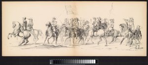 Leidenin opiskelijoiden naamiaiset, 1850 (taulu 4) Frederik Hendrikin intogt Hertogenboschissa vuonna 1629: H.H. Vuoden 1850 Leydsche Hoogeschool den XI Junij -koulun opiskelijat (sarjan nimi esineessä) tekijältä Carel Christiaan Antony Last