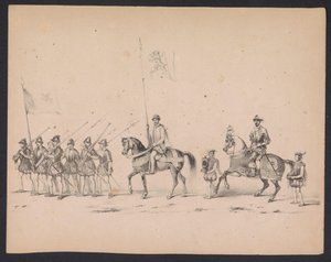 Utrechtin opiskelijoiden naamiaiset, 1846 (taulu 2) Kuvaus pukeutuneesta kulkueesta, joka kuvaa Espanjan prinssin Philip II:n kulkuetta Utrechtissa 3. lokakuuta 1549, piti 17. kesäkuuta 1846, H.H. Utrechtschen opiskelijat tekijältä Carel Christiaan Antony Last