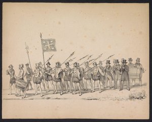 Utrechtin opiskelijoiden naamiaiset, 1846 (taulu 22) Kuvaus pukeutuneesta kulkueesta, joka kuvaa Espanjan prinssin Philip II:n kulkuetta Utrechtissa 3. lokakuuta 1549, piti 17. kesäkuuta 1846, H.H. Utrechtschen opiskelijat tekijältä Carel Christiaan Antony Last