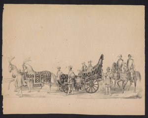 Utrechtin opiskelijoiden naamiaiset, 1846 (taulu 8) Kuvaus pukeutuneesta kulkueesta, joka kuvaa Espanjan prinssin Philip II:n kulkuetta Utrechtissa 3. lokakuuta 1549, piti 17. kesäkuuta 1846, H.H. Utrechtschen opiskelijat tekijältä Carel Christiaan Antony Last
