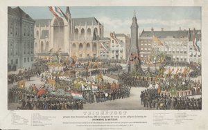 Triumph Amsterdamissa 19. kesäkuuta 1865 voiton 50-vuotisjuhlan kunniaksi Waterloon lähellä (otsikko esineessä) tekijältä Carel Christiaan Antony Last