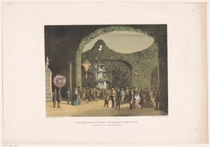 Hall Frascatissa Amsterdamissa 1855 Frascatin vierailijoille esitettävä matkamuisto. Amsterdam 9.-24. syyskuuta 1855 (otsikko esineessä) tekijältä Carel Christiaan Antony Last